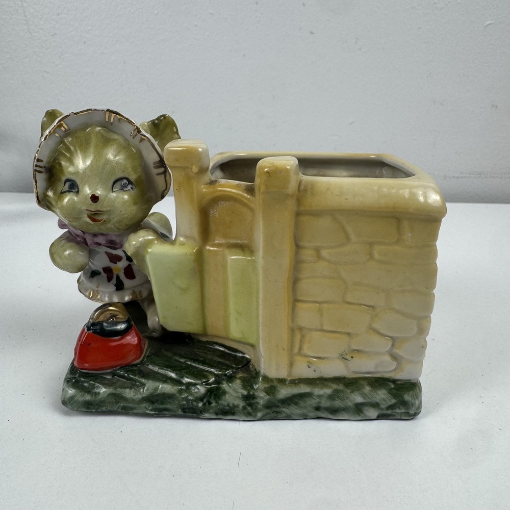 Vtg Napco Style Big Eye‎ Girl Planter Japan Mid Century Kitsch Vase Wales